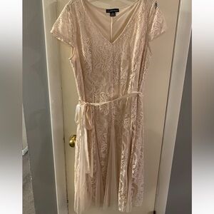 Elegant Lace Dress with Belt